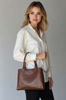 Vivisence Damen Handtasche 3 Kammern Stil und Komfort für Jeden Tag, Braun