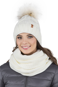 Vivisence Écharpe Tube Tricotée Femme Chaude Et Confortable Pour L’Hiver 7103, écru