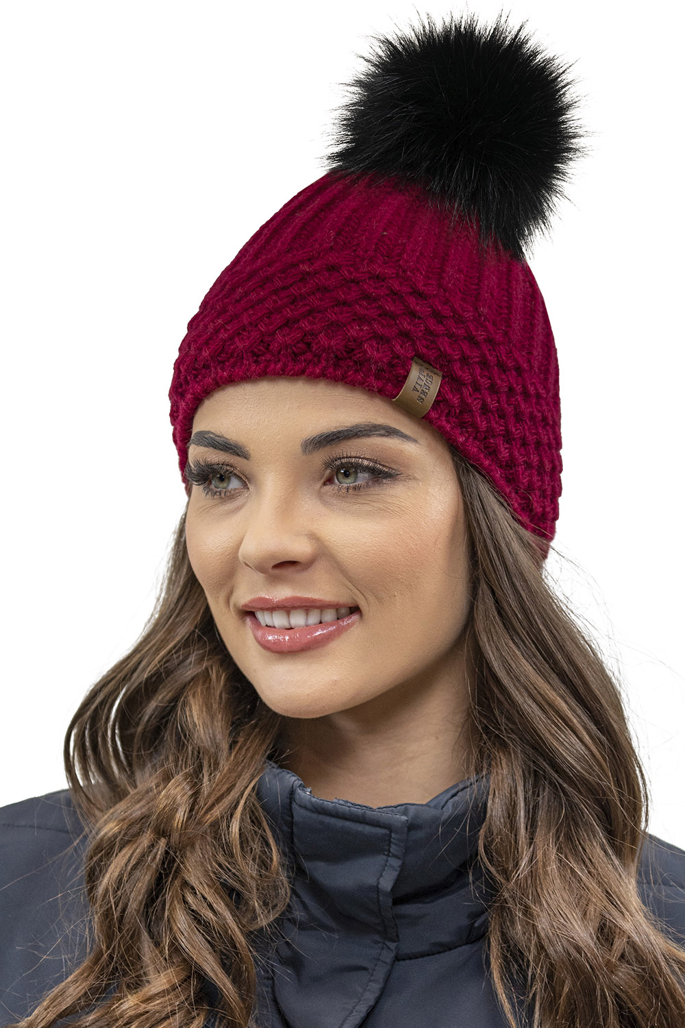 Vivisence Wintermütze mit Bommel Damen Warmes Ideal Für Kalte Wintertage 7016, weinrot