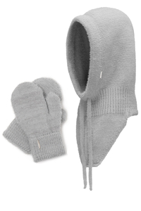 Vivisence Capuche Et Gants Femme Pour L'Hiver et L'Automne Balaclava Ensemble Élégant Fonctionnelle  Doublés En Polaire Pour Les Froides Journées D'Hiver Avec Protection Optimale 7097Kmpl, gris clair