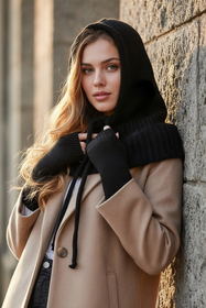 Vivisence Femme Gants Hiver En Maille Laine Mérinos Et Coton Chaleur Douce, noir