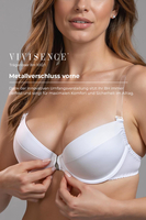 Vivisence Women's Clear Strap Bra Push Up Invisible Backless Clear Back Bra with Transparent Straps for Backless Dresses, white