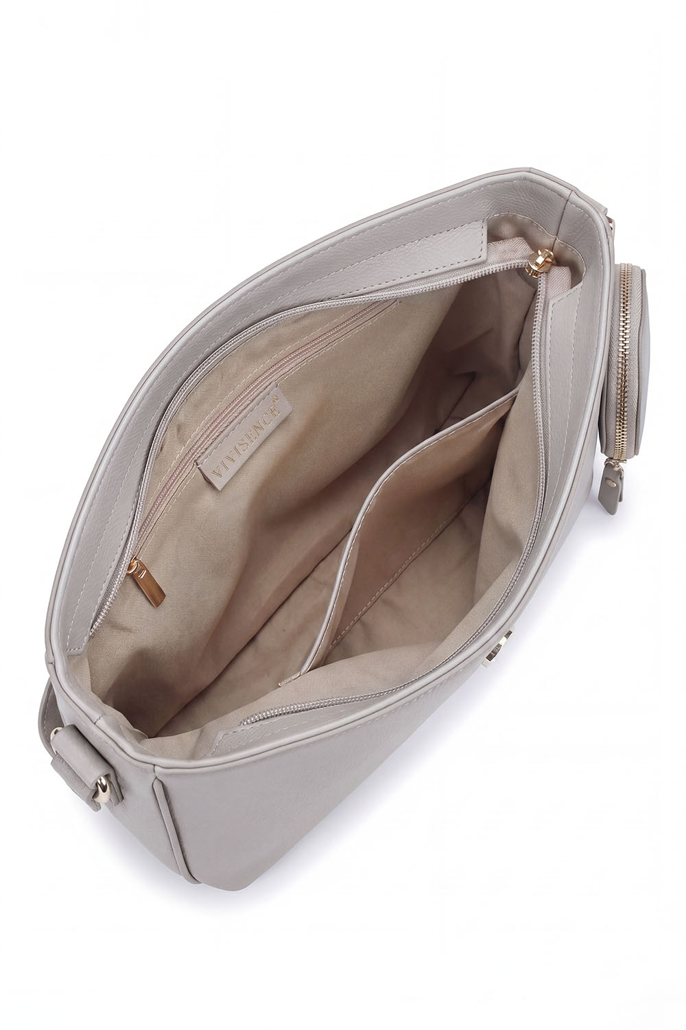 Vivisence Femme Sac À Bandoulière Pochette Amovible Sangle Réglable Confort, gris