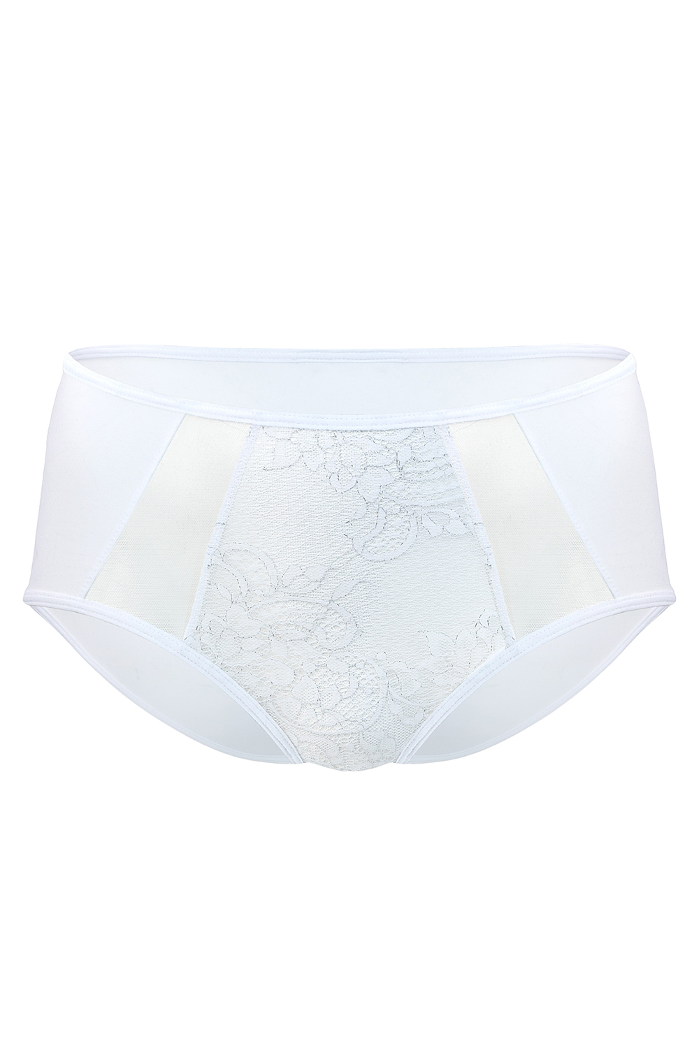 Vivisence Damen Slip Spitze Netz Details Vollschnitt Für Elegante Passform 1044W, weiß