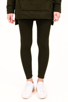 Vivisence Womens Leggings Ribbed Cotton Blend Elastic Waist All Day Comfort, Green