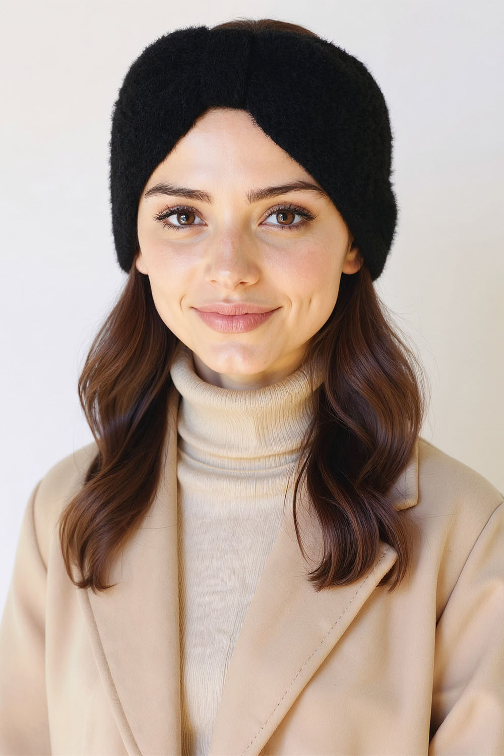 Vivisence Women Winter Headband Soft Knit With Twist Front Cozy Warmth, Black