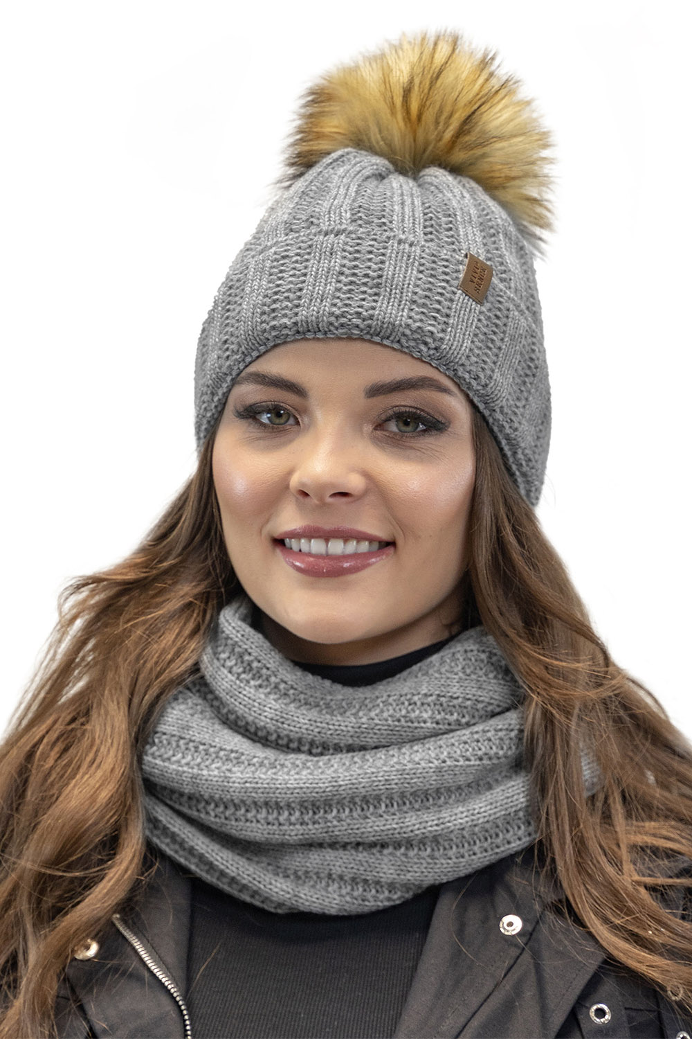 Vivisence Écharpe Tube Femme Hiver Moderne Et Confortable En Fil Chaud Double 7019S, gris clair