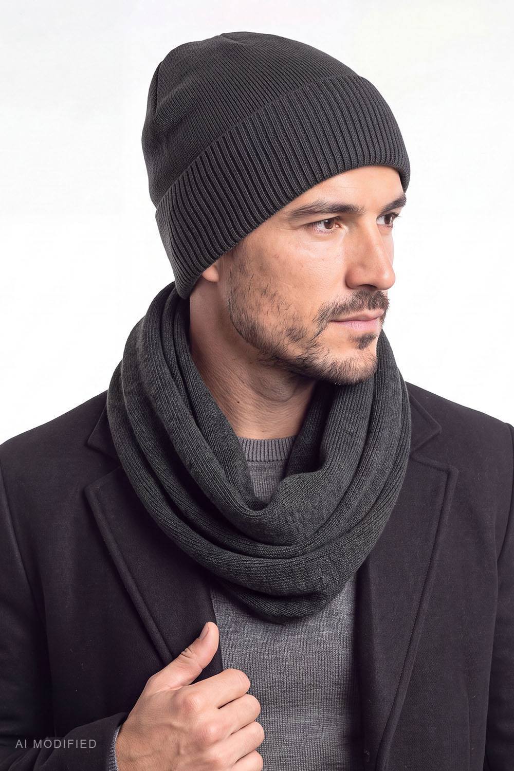 Vivisence Herren Mütze Merinowolle klassisch Beanie Winter, dunkelgrau