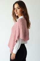 Vivisence Femme Poncho Maille Asymétrique Douceur Et Liberté De Mouvement, rose