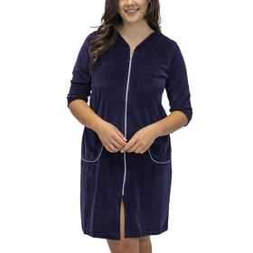 Vivisence Peignoir avec Poches Coton Fermeture Éclair Confortable Pour Porter à la Maison 5027,