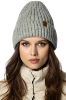Vivisence Bonnet Pour Femme L'automne et L'hiver Classique En Fil Côtelé Chaud Avec Ourlet Renversé Parfaitement Ajusté À La Tête Sans Doublure Polaire Éco-Cuir Journées Froides 70104, gris clair