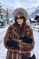 Vivisence Damen Strickhandschuhe Wolle Naturleder elegant, schwarz