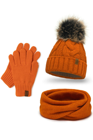 Vivisence Ensemble Hiver Chapeau Comin Gants Pour Confort Quotidien, orange