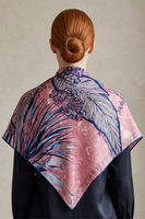 Vivisence Femme Foulard En Soie Bords Roulottés Format Carré Doux Pour La Peau, rose/bleu