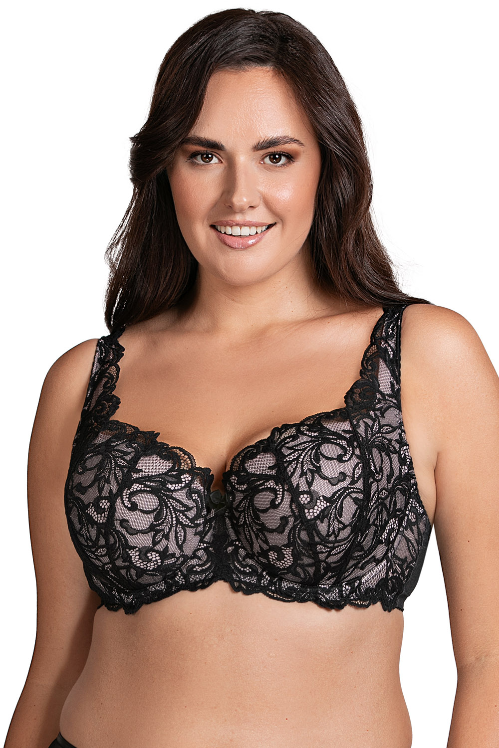 Vivisence underwired lace ladies padded bra 1063, Black