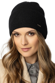 Vivisence Damen Mütze Winter Weich Strickmütze Umschlag-Saum Innenfutter 7096, schwarz