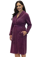 Vivisence Robe Cotton Belted Pockets Double-Sided Soft Cozy Daily Use 5022, purple