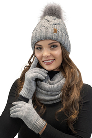 Vivisence Bonnet À Pompon Femme Chaud Et Doux Idéal Pour L’Hiver 7014, gris clair