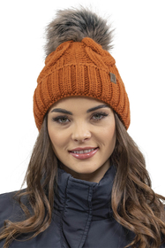 Vivisence Winter Hat With Pom Pom For Women Warm Ideal For Cold Days 7014, orange