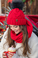 VIVISENCE Wintermütze mit Bommel Damen Warmes Ideal Für Kalte Wintertage 7014, rot