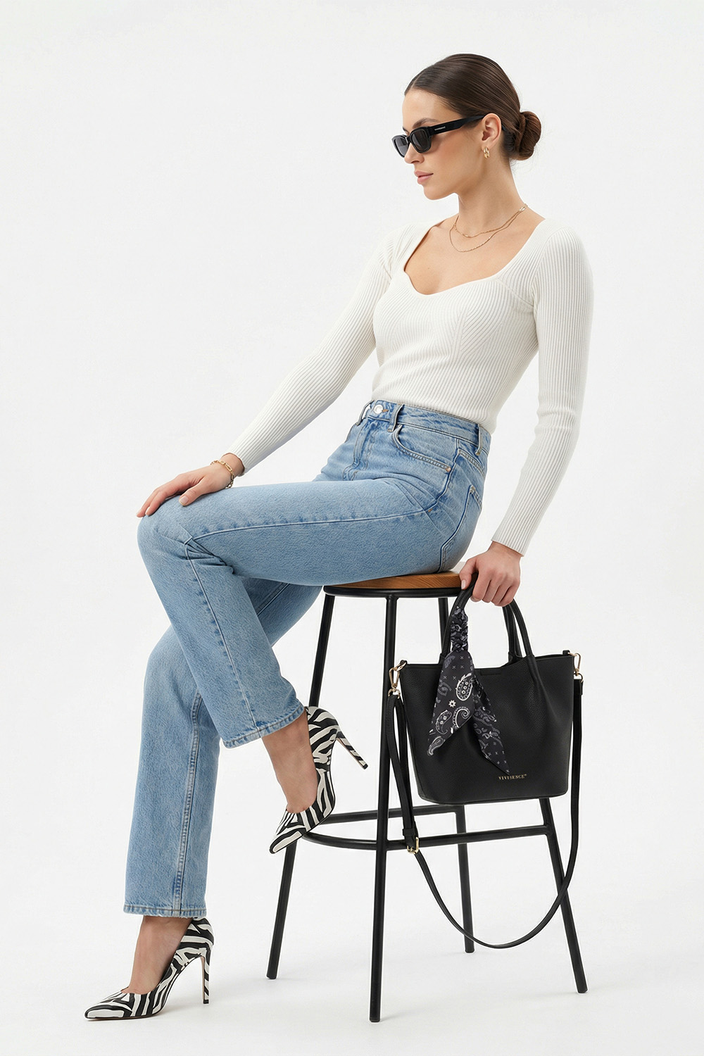 Vivisence Femme Sac À Bandoulière Pochette Cosmetic Amovible pour Tous Les Jours, noir