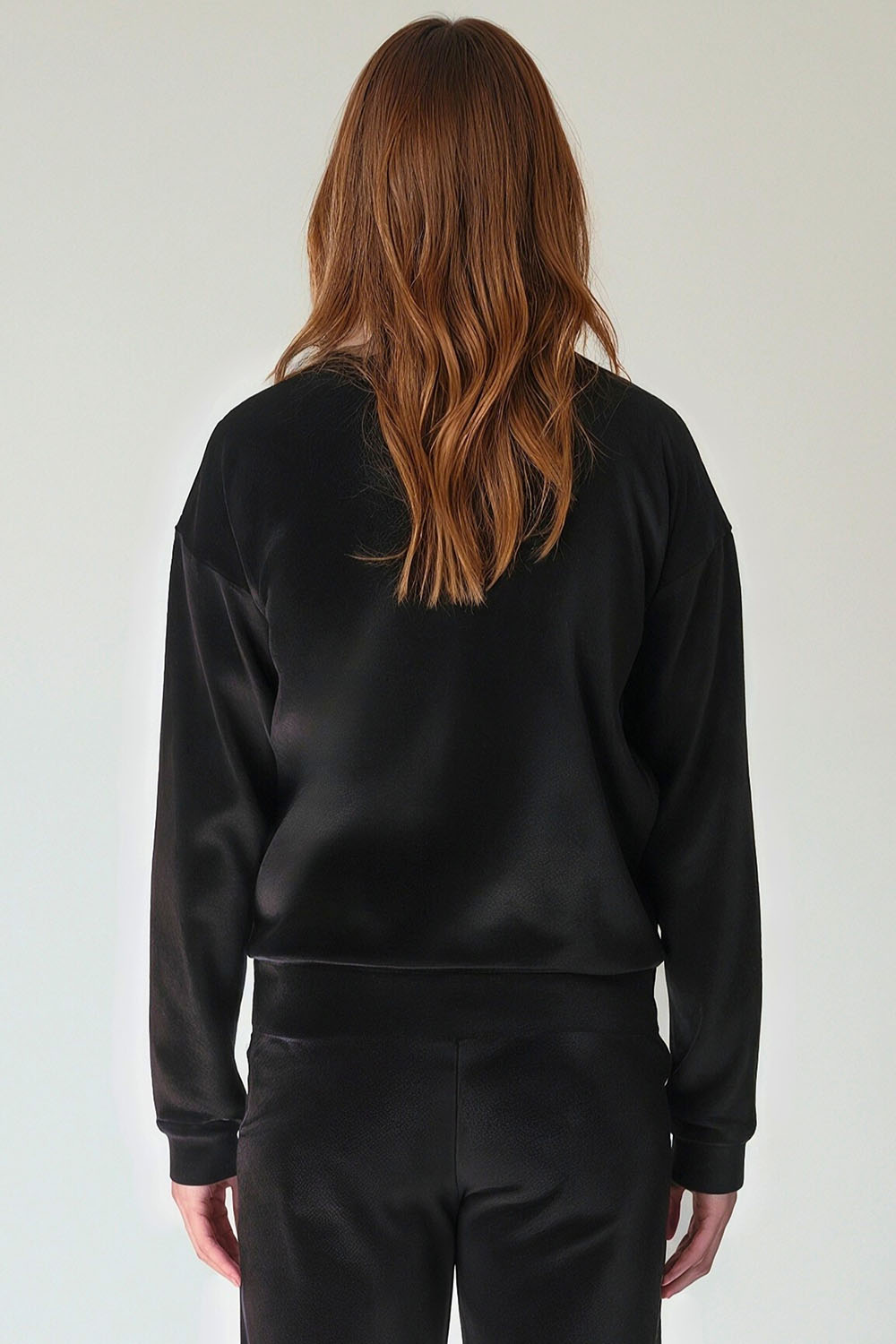 Vivisence Women Sweatshirt Velour V Neck Long Sleeve Lounge Casual 9002, Black