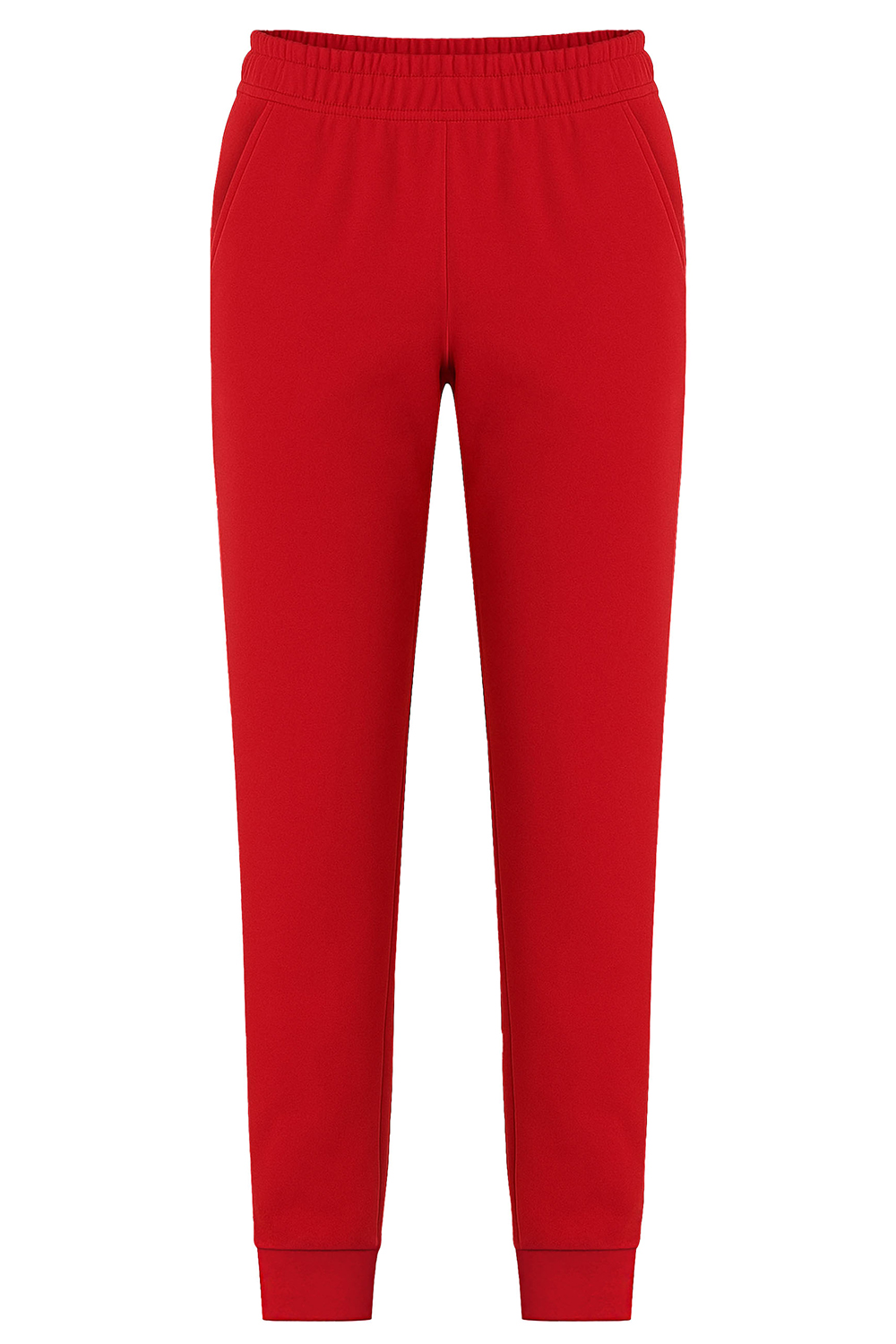 Vivisence Womens Sweatpants Cotton Ribbed Cuffs Loungewear Casual 9103, Red