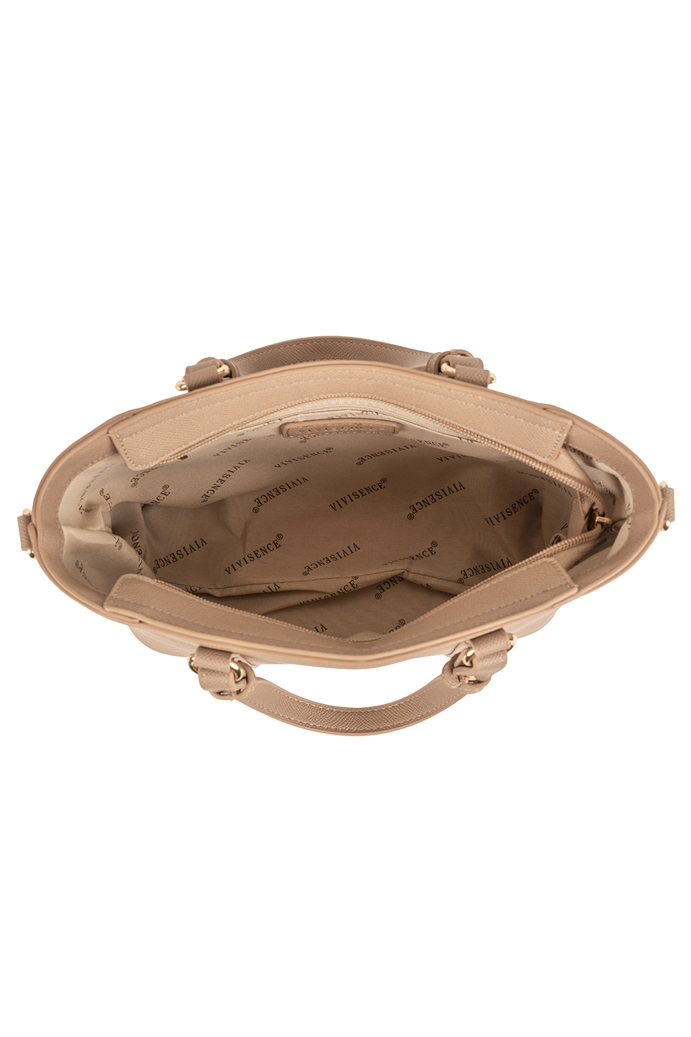 Vivisence Sac Porté Main Femme Compartiment Zippé L'élégance au Quotidien, beige