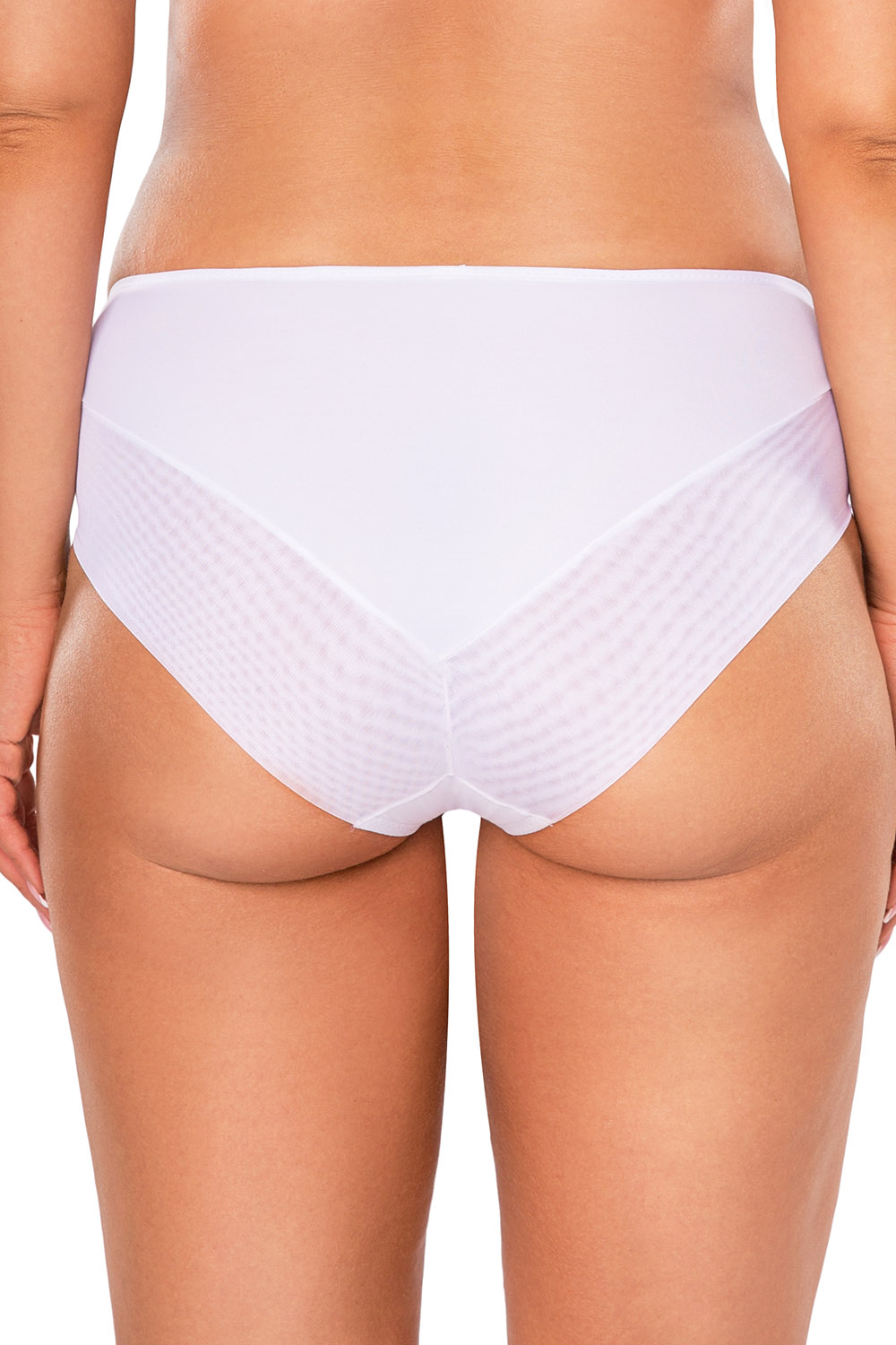 Vivisence Womens High Waisted Briefs Lace Front Elegant Cut Flattering Fit, white