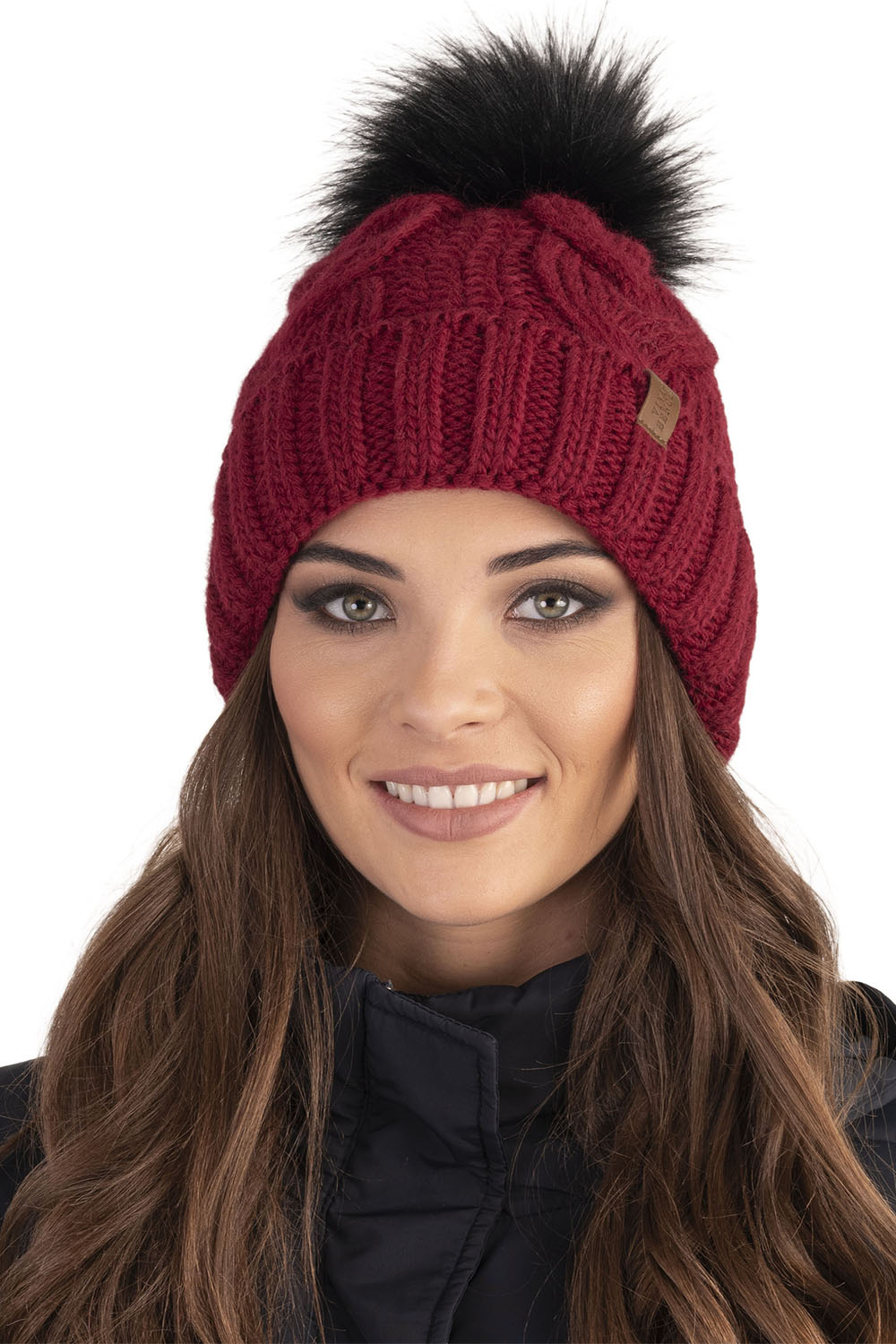 Vivisence Bonnet Femme Et Écharpe Pour L'automne et L'hiver À Pompon Cache-cou Ensemble Classique En Fils Chauds Avec Doublure En Polaire Parfait Pour Les Journées Froides 7014, bordeaux