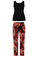Vivisence Damen Pyjama Set Dreiteilig Aus Viskose Mit Spitze Für Sanfte Nächte, Schwarz
