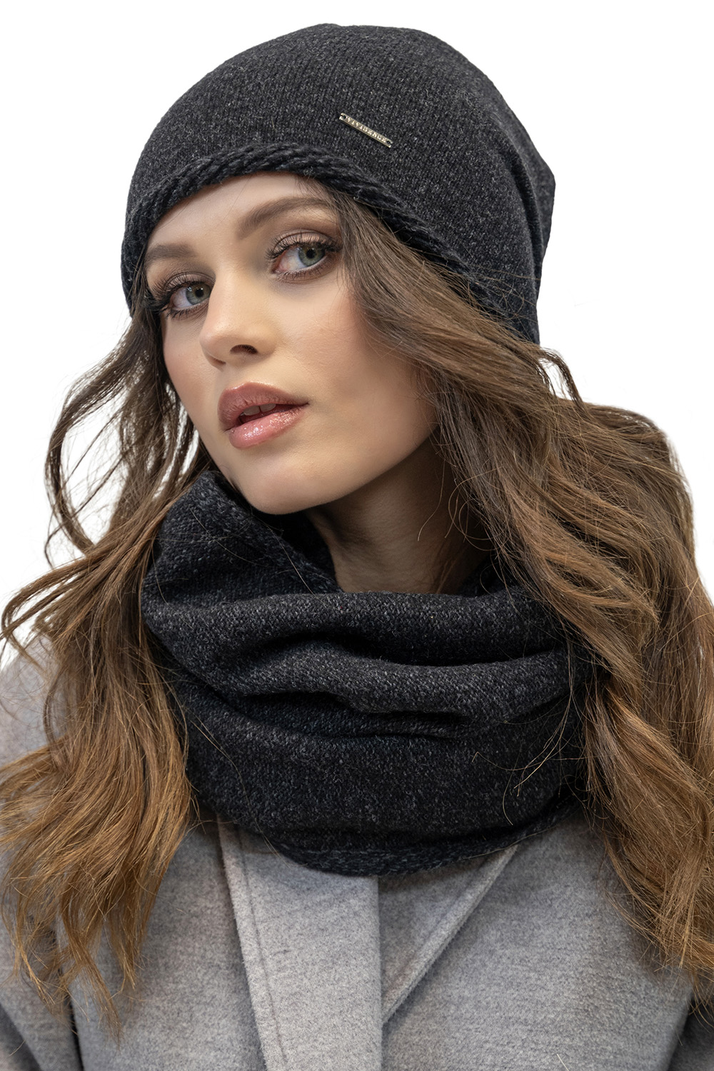 Vivisence Bonnet Femme En Laine Chaude Style Classique Hiver Automne 7087, noir mélange