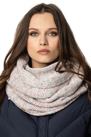 Vivisence Knitted Loop Scarf Double Folded Warm Ideal For Winter 7103, white melange