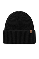 Vivisence Femme bonnet hiver côtelé revers chaud, noir