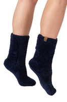 Vivisence Blanket Hoodie and Socks Set Warm and Cozy Wearable Blanket Sweatshirt with Large Pocket Extended Back Long Sleeves and Durable Ankle-Length Socks for Everyday Comfort, dark blue