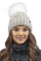 Vivisence Women Winter Hat Scarf And Gloves Set Soft Fleece Lining Cozy Warmth, beige melange