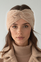 Vivisence Femme Bandeau Maille Duveteuse avec Torsade Confort et Chaleur, beige