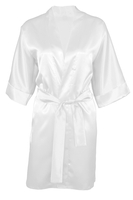 Vivisence Damen Satin Kimono Mit Bindegürtel Für Bequemen Komfort Zuhause, ecru