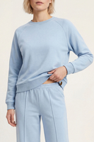 Vivisence Women’s 2 Piece Lounge Set, Crew Neck Sweatshirt and Flared Trousers with Pockets, Soft Stretch Co Ord Set, sky blue