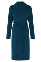 Vivisence Robe Cotton Belted Pockets Double-Sided Soft Cozy Daily Use 5022, dark turquoise