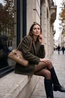 Vivisence Shoulder Bag Women's Faux Leather Baguette Handbag Elegant Access, brown