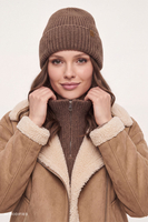 Vivisence ensemble femme bonnet snood chauffe-mains tricot chaud, brun