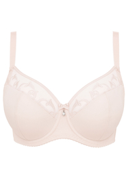 Vivisence Women's Demi Padded Bra Embroidered Mesh Microfibre Underwired Side Boning Adjustable Straps, beige