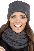 Vivisence Bonnet Femme Coupe Longue Tricoté En Fil Chaud Pour L’Automne 7017, gris foncé
