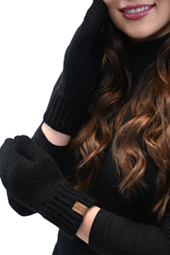 Vivisence Women Winter Hat Scarf And Gloves Set Fleece Lined Soft Knit Warmth, black