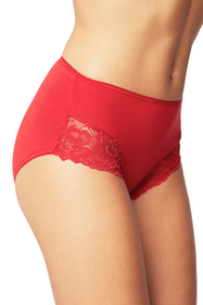 Vivisence women's smooth high waist lace briefs 4008, Red