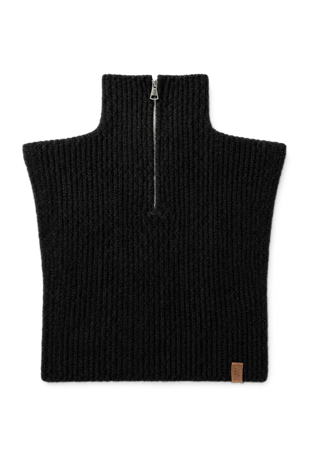 Vivisence women's knitted neck warmer with zip, warm and form-fitting, black