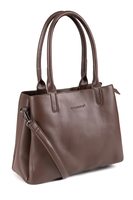 Vivisence Women's Tote Bag Triple Compartment Magnetic Closure, brown