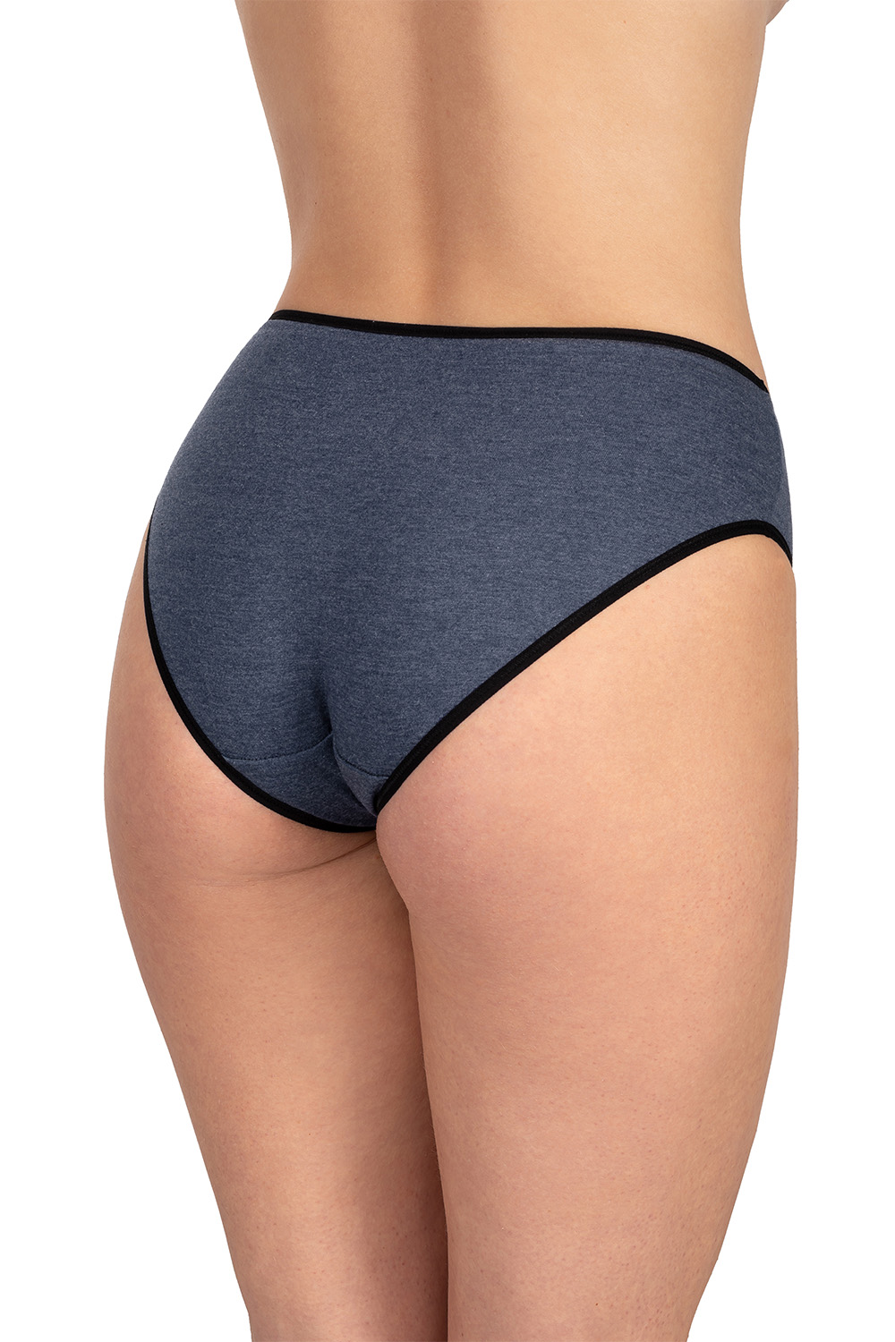 Vivisence Culotte Classique Slip pour Femme Lot de 5 Figi 4016, Bande Noire : Gris/Gris/Gris Foncé/Rose/Bleu Foncé 5-pack