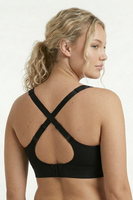 Vivisence Women’s Non Wired Soft Bra, Unpadded Everyday Comfort Bra with Cross Back Adjustable Straps and Supportive Seamed Cups, Black